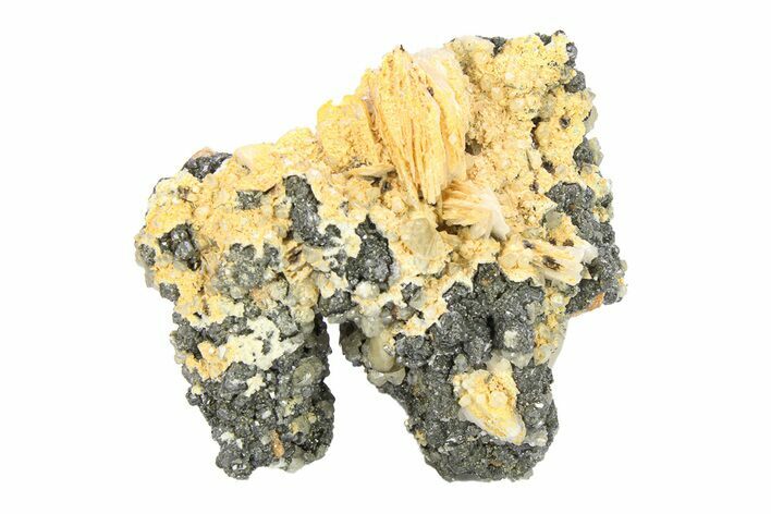 Cerussite Crystals with Bladed Barite on Galena - Morocco #291043